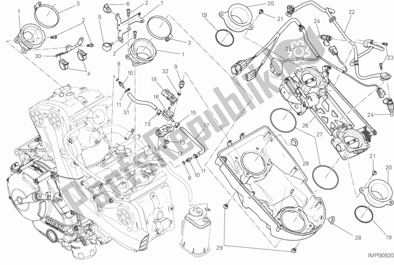 All parts for the Throttle Body of the Ducati Monster 821 Brasil 2016